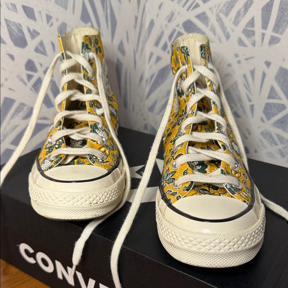Converse Yellow and Green Patterned High-Tops - Picture 3 of 8